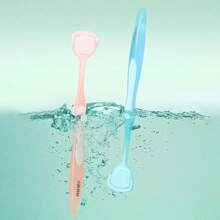 Fawnmum Super Deer Double-Side Tongue Cleaner Brush Soft Silicone Tongue Coating Scraper For Fresh Breath Oral Hygiene Care Tool Pink 1pc