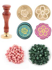 Two Types Of Rose Flower Seals And Two Colors Of Wax Beads.