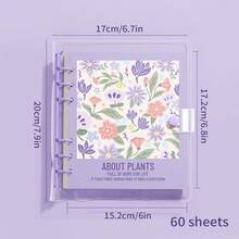 120 页透明方形笔记本，花卉图案可拆卸便携式日记本口袋便笺本，适用于学校用品，返校 - 彩色 - 查看 10