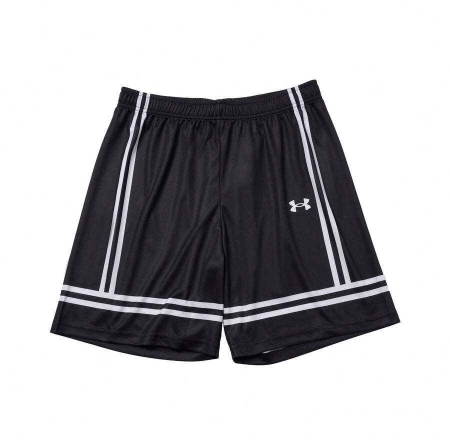 Pantalones cortos de baloncesto de punto para hombres Under Armour, serie Elite con bolsillos laterales, forro sin fricción, pantalones de entrenamiento y casuales de verano - Negro - Ver 1