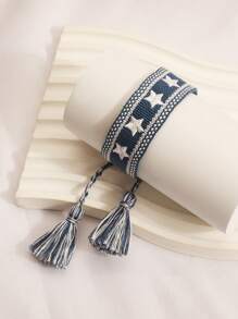 1pc Fashionable Embroidery Five-Pointed Star Handmade Woven Bracelet, Gift For Friends