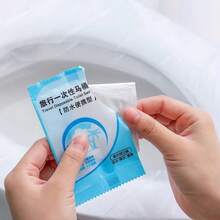 50 Disposable Toilet Seat Protectors Plastic Private Sheet Bowl Liner Public Bathroom Kit - 無色 - 查看 2