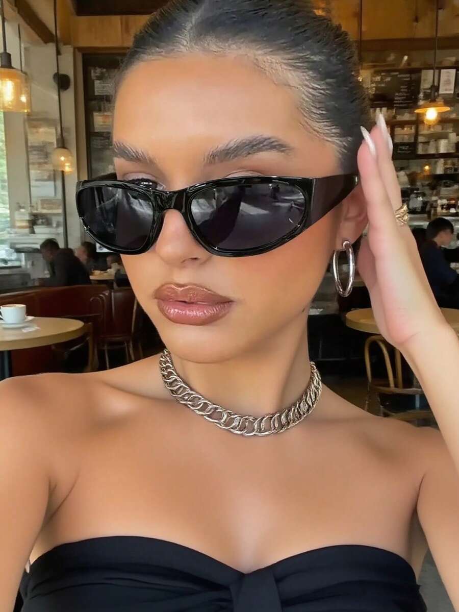 1 件椭圆形 Y2K 时尚女士眼镜，适合日常佩戴、街头摄影、秋冬服装、沙滩配饰、复古 Y2K 基本款、夏季海滩度假、户外、旅行、商务和休闲礼物，适合返校季佩戴。