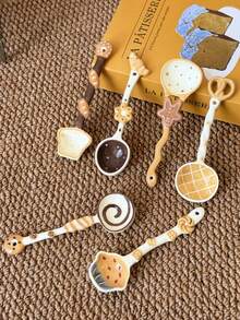 Lingurițe de supă drăguțe în formă de desert, lingură de pâine ceramică, lingură drăguță pentru fructe de pădure, lingurițe de desert în formă de brioșă/ananas/croissant, lingurițe adorabile pentru bucătărie