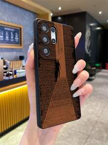 1 pieza Funda protectora de teléfono de material TPU con textura mate negra y patrón de rayas con silueta humana minimalista y creativa, apta para teléfonos Android como OPPO, Vivo, ideal como regalo para novio/novia