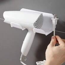 1pc Blow Dryer Holder, No Drill Portable Installation, Bathroom Hair Dryer Mount, Multi-Functional Stand, With Adhesive Hook Included