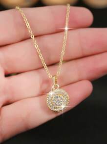 1set/3pcs Fantasy Gold Plated Flower Cubic Zirconia Necklace Earring Set Female Charm Jewelry Gift For Daily Wear And Festivals