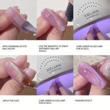 GWL Magnetic Cat Eye Gel Nail Polish - Multi-Chrome Shifting Color, Fine Glitter Sparkle, Salon Professional Soak Off UV LED Lamp Cure, Long Lasting Manicure, DIY Nail Art Kit (Holiday Gift, Alcohol-Free) - 1pc - View 5