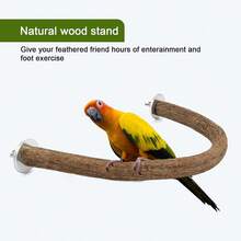Rypet Parrot Natural Wood Stand Perch Swing U Shape Natural Parrot Perch U Shape Bird Chewing Stand Stick Bird Cage Accessories For Parakeet Conure Cockatiel Budgie Lovebirds  Parrots - 自然的 - 查看 5