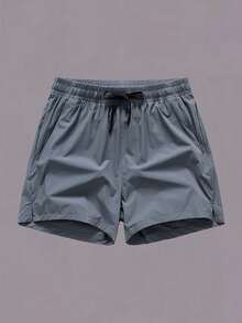 Men's Breathable Ice Silk Gym Sport Shorts, Running Training Fitness 3/4 Pants, Unisex Outdoor Beach Shorts - 灰色 - 查看 2