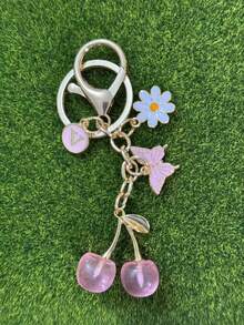 1个男女通用锌合金樱花蝴蝶钥匙扣，可爱动物吊坠，送给学生和朋友的绝佳礼物，可爱挂件，汽车配件，包包挂件，校园动物，可爱哥特风，Y2K风格