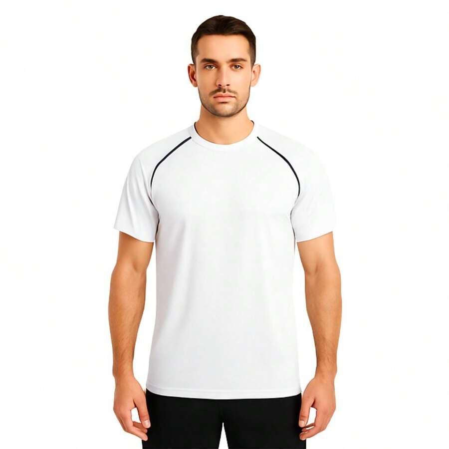 Camisa Dry Fit Masculina Slim Academia Esportiva Camiseta - Branco - Visão 1
