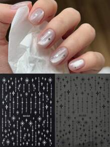 全息金属流星美甲贴纸金色银色黑色白色星星镀铬饰品 Y2K 镜面夜空中最亮的星星指甲滑块装饰美甲用品 - 彩色 - 查看 17