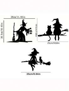 1pc Enchanting Witch & Cat Garden Decor - Iron Yard Art With Flying Broomstick, Perfect For Halloween & Outdoor Spaces, Tree Stump Insert, Outdoor Garden Decor|Spooky Theme Decor|Iron Construction, Witch DecorA Perfect Halloween Gift For Lovers, Parents And Friends. - Multicolor - View 11