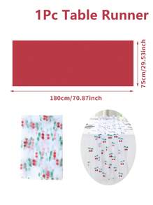 1 件樱桃色矩形桌旗，75 厘米 * 180 厘米网眼纱布桌布，适用于乡村婚礼招待会、婚礼装饰、节日派对桌旗、生日派对装饰、夏季派对用品、迎婴派对装饰、新娘送礼会回礼、夏季装饰、家居装饰、桌面装饰、餐桌装饰