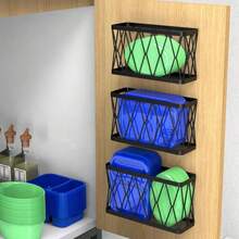 YIGII 6 Pack Cabinet Door Organizer, Wall Mounted Lid Organizer For Tupperware Kitchen RV Pantry Cabinet Storage And Organization, Heavy Duty Adhesive Wall Baskets Lid Holder Slim Stainless, Black - Cabinet Door Organizer-black - View 3