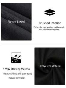 男士冬季抓绒瑜伽裤两件套 - 高弹保暖运动紧身裤，健身训练首选 - 黑色 - 查看 7