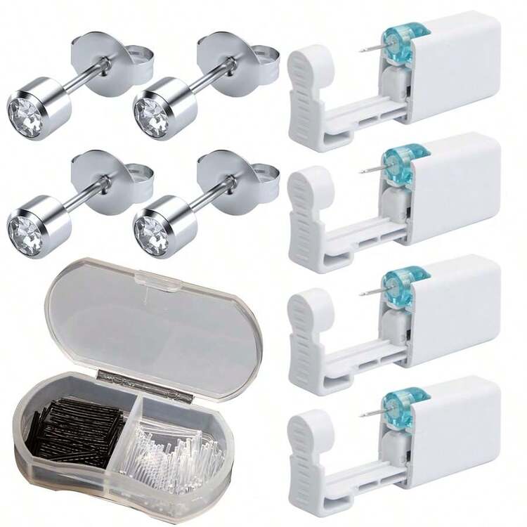 5 件套耳洞穿刺套装，含塑料耳环，适用于耳部感染，一次性耳洞穿刺枪，内置耳环耳钉 - A2 - 查看 12