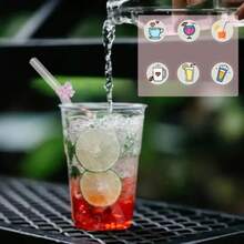 Pajitas de vidrio reutilizables rosas con charms, pajita de vidrio linda con lazo y 2 cepillos de limpieza, regalo estético para amantes del café, batidos, malteadas, bebidas congeladas, té y jugo - 7,68 pulgadas - Ver 4