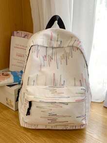 School Backpack, Students Bookbag, Campus Bag, College Style, Campus Bag, Back To School, Rucksack, Backpack For Middle/High School Girls, Indie Style, Aesthetically Design, Backpack For Female University Students - Multicolor - View 16