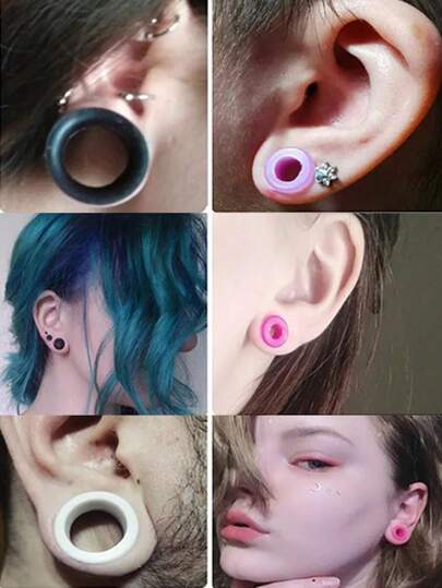 2 szt. elastycznych silikonowych tuneli do uszu, zatyczek do uszu, kolczyków ekspanderów do rozszerzania uszu, biżuterii do ciała 3-20 mm