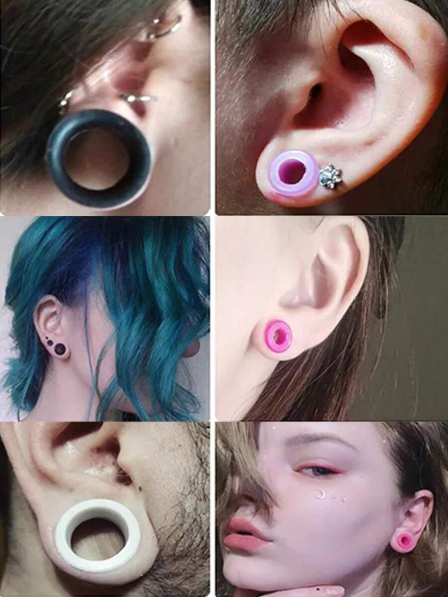 2 szt. elastycznych silikonowych tuneli do uszu, zatyczek do uszu, kolczyków ekspanderów do rozszerzania uszu, biżuterii do ciała 3-20 mm