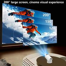 带内置扬声器的无线投影仪，WIFI 连接视频投影仪，屏幕镜像，梯形校正，兼容 1080P，支持音频、图像、视频，适用于智能手机、笔记本电脑、家庭影院和户外露营 - 查看 8