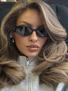 1 件椭圆形小框女士时尚眼镜，休闲百搭，适合各种场合佩戴椭圆形墨镜