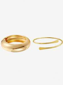 2 buc/set brățări manșetă, brățări aurii, brățări late, set brățări, set brățări geometrice metalice lustruite, brățară pentru femei, cadou pentru ea