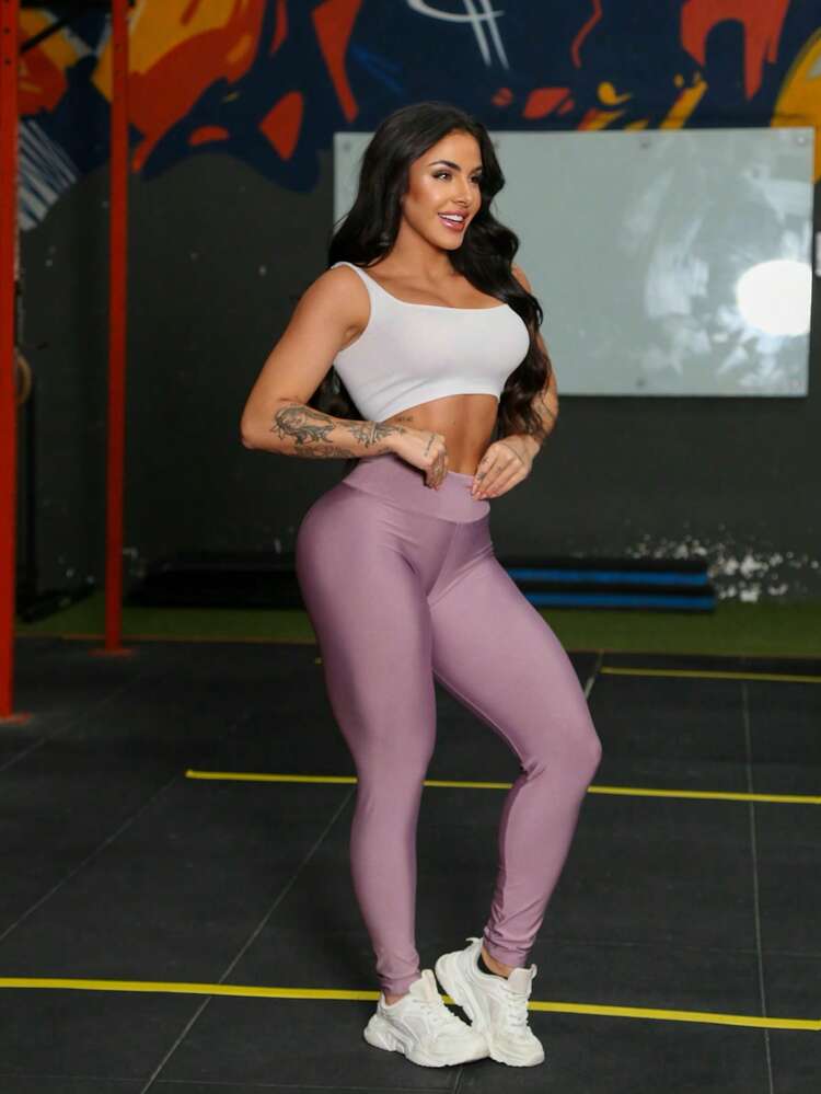 Calça Legging De Academia Cintura alta - Roxo claro - Visão 6