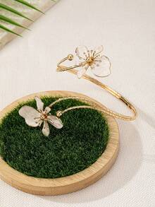 1pc Adjustable Geometric Floral Anklet - Elegant Open Anklet, Suitable For Daily Wear, Parties And Holidays, All Seasons, Party Accessory | Floral Pattern | Adjustable Anklet, Women's Daily Wear Party Jewelry Gift - Multicolor - View 3