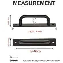 4pcs Black Aluminum Alloy Sliding Door Handles With Backplates, Maintenance-Free Hardware, Suitable For Barn Doors, Wardrobes, Hotels, Indoor Bathrooms And Entrances - Rust-Resistant Door Handles - Multicolor - View 4