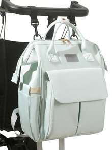 Bolso multifuncional para mamá, bolso de pañales para maternidad con estilo de mochila y portátil, de gran capacidad, para uso en exteriores - Beis - Ver 6