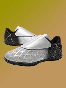 1双儿童PU皮耐磨防断钉防滑专业儿童足球鞋适合所有季节日常锻炼 - 銀色 - 查看 3