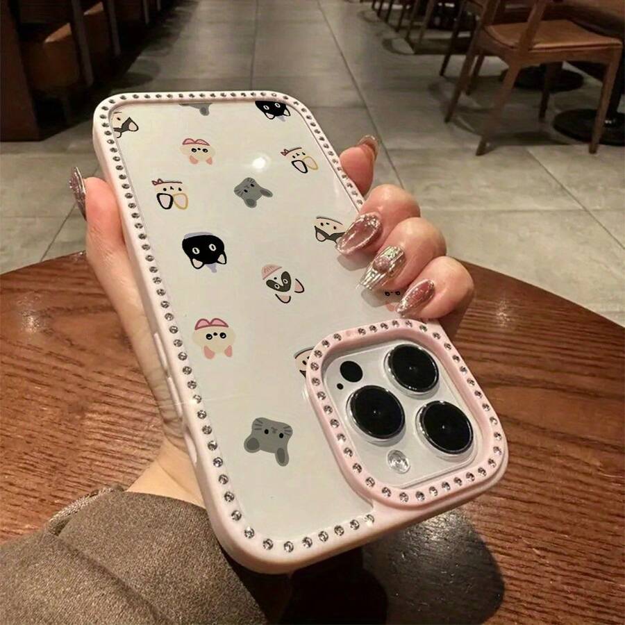 Funda para teléfono 1PC Teléfono Bling de Doble Cara, Parte Trasera Dura Suave a Prueba de Golpes, Multicapa, TPU + PC, Compatible con 16/15/14/13/12/11 Pro/Plus - Rosa - Ver 1