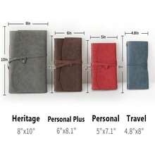 RILIHO Leather Journal Notebooks For Work, A5 Size Diary, 6x81 Inch, Genuine Leather Journals For Writing, Vintage Style Personalized Journal, Ideal For Women And Men, Artists, Travelers, Dark Brown - 藍色 - 查看 4