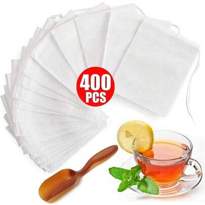 QY 400Pcs Disposable Tea Filter Bags For Loose TeaCotton Drawstring Tea Bags Filter Bag With Drawstring For Coffee Grounds Tea For Home Office Travel 2.75 X 3.54 Inches  2216