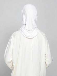 1pc Soft, Breathable, Anti-Pilling Fabric Instant Tie Hijab, Suitable For All-Year-Round Daily Wear - Bleached - View 6