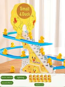 The Yellow Duck Automatic Climbing And Sliding Toy Is Perfect For Birthday And Holiday Gifts. Manual Installation Of Track (Requires Two No. 5 Batteries To Be Provided),Duck,Sensory Toys,Ducks