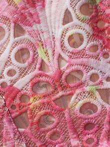 1pc Pink Textured Sheer Floral Lace Corset Hollowed Out Bustier Cute Crop Top For Daily Wear/Party/Wedding - 粉色 - 查看 10