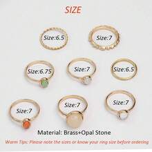 ItsStarred Juego de 7-19 anillos de nudillos de estrella y luna plateados para mujeres, anillos midi apilables vintage - A3: Piedra dorada - Ver 6