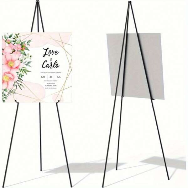 Heavy-Duty 63" Instant Easel Stand - Foldable Metal Tripod Base, Portable Wedding Banner & Poster Display For Events, Home/Office - Sturdy Tabletop Or Ground Use - Ideal Father's Day Gift For Dad, Professionals - Modern Room Decor, Dad Decor