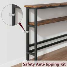 5.9"W Narrow Console Table, 2 Tier Skinny Behind Couch Table For Living Room, Slim Sofa Table With Adjustable Shelf, Industrial Hallway Table For Entryway, Foyer - Brown - View 7