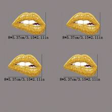 1/2/4pcs Gold Glitter Heat Transfer Stickers - DIY Clothing Customization For T-Shirts, Jeans, Hoodies And Backpacks (Plastic Material, Mixed Colors) - Shiny Clothing Stickers, Handmade Craft Supplies