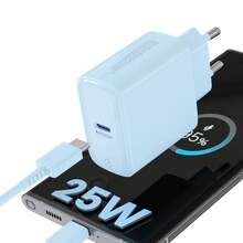 Caricabatterie rapido USB C da 25W con cavo Type-C da 1m, compatibile con Samsung Galaxy A54 A53 A34 A14 A13 M54 M53 M14 M13 5G S23 S22 S21 S20 Ultra Plus S10, /iPad, con spina europea, ricarica rapida ad alta potenza - Spina tipo C UE (220-240 V) - Visualizzare 9