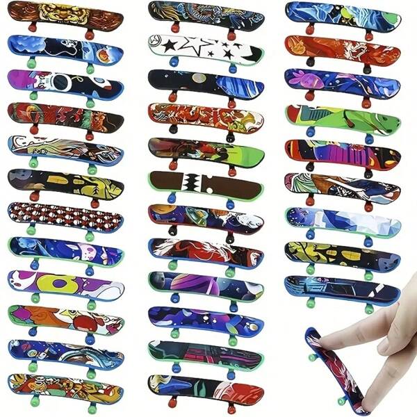 1/2/5pcs Mini Finger Skateboards, Fun Desk Relaxation Toys, Mini Skateboards, Compact Short Board Toy Set, Colorful Design Suitable For Party Favors, Piñata Fillers & Reward Gifts, Assorted Colors, Perfect Winter, New Year Gifts