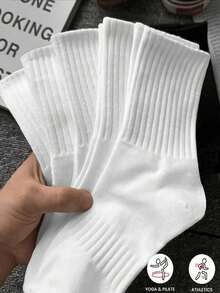 40pcs/30pcs Unisex Mid-Calf Sports Socks, White Odor-Resistant Moisture-Wicking Thick Socks For Comfortable Daily Wear, Suitable For Couples, Casual, Cute, Girls, Autumn/Winter & Spring/Autumn, With Mesh Details, Ventilation Holes, Moisture-Wicking, Soft & Smooth, Suitable For Holidays, Sports, Casual, Business Etc, Can Be Worn Year-Round, 20pcs/18pcs/12pcs/10pcs/8pcs/6pcs/4pcs/2pcs - Multicolor - View 6