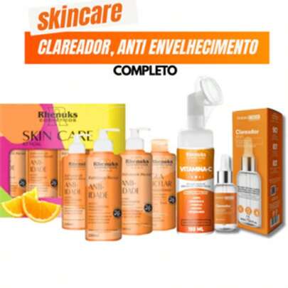 Kit Skincare Anti Idade Vitamina C Dermachem+ Sérum Clareador+ Mousse Micelar Vitamina C Rhenuks