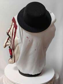 [Maschera da Pagliaccio di Ognissanti] Maschera da pagliaccio in lattice sintetico con cappello, 1 pezzo. Accessorio per costume da horror con testa intera per eventi di case infestate, rappresentazioni teatrali e feste a tema horror. Design sinistro da pagliaccio con dettagli di schizzi di sangue, cappuccio in tessuto bianco con bordi neri