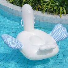 Selection Of Large Inflatable Seagull Float, Suitable For Various Water Sports In Summer; Retro Striped Inflatable Lounger, Multi-Color Blue & Pink Sun-Shading Inflatable PVC Retro Floral Striped Pool, Beach Essentials, Beach Accessories